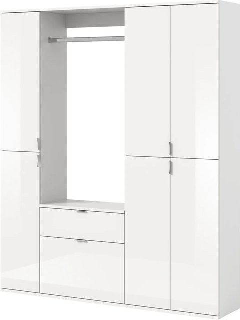 Inn.Furn Garderobenschrank SystemX in Weiß Hochglanz mit Regalfächern und Kleiderstange, B/H: 152 x 193 cm - Bild 1
