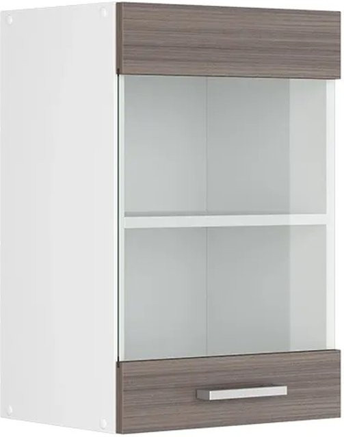 Vicco R-Line Küchen-Glashängeschrank in Grau/Weiß mit Glastüren, B/T/H: 40 x 31 x 60 cm - Bild 1
