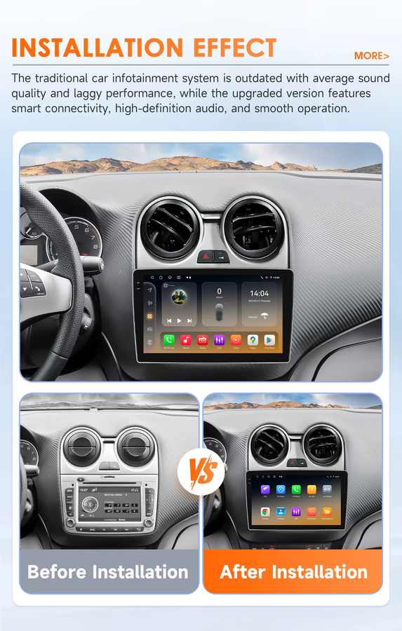 Hizpo 2Din Android 14 Autoradio für Alfa Romeo MiTo 955 (2008-2016) mit GPS, 4G und Carplay in Schwarz - Bild 2