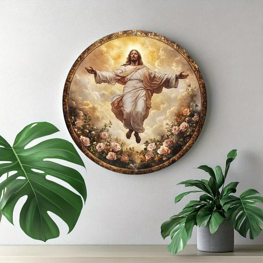 CIFBUY Retro Rundes Metallschild aus Aluminium in Multicolour mit Blumen-Design als Wanddekoration - Bild 5