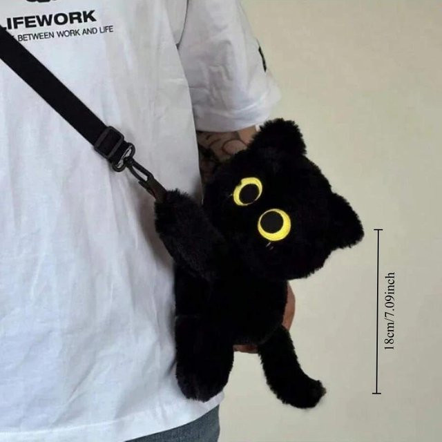Binchi Fitness Schwarze Katze Rucksack, Plüsch, ab 14 Jahren, Schwarz - Bild 1