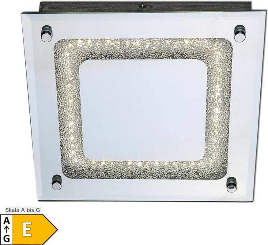 Näve LED-Deckenleuchte Thun in Chrom mit Glas und Kristall, B/T/H: 24 x 24 x 6 cm - Bild 2