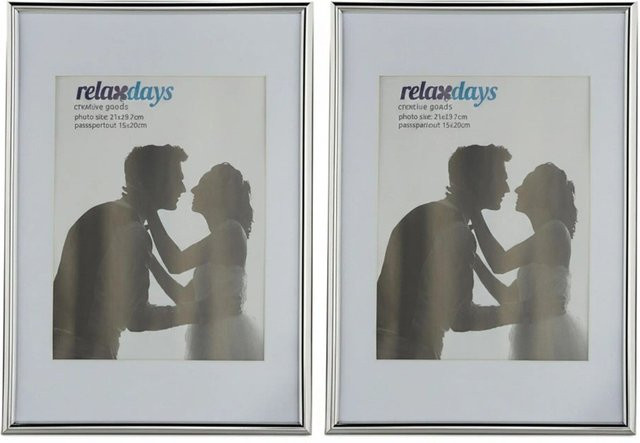 Relaxdays Bilderrahmen 2er Set A4 in Silber aus Kunststoff mit Glas und MDF, B/H/T: 30,5 x 22 x 2 cm - Bild 1