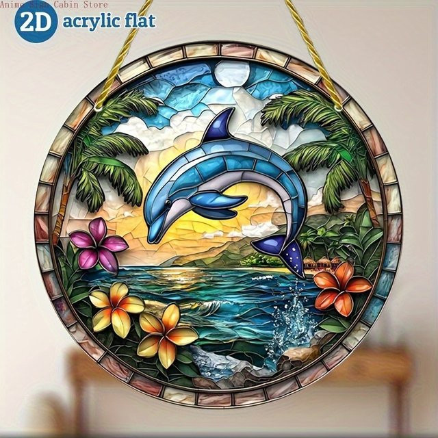 Potdemiel Suncatcher Rundes Acryl-Anhänger mit Tier-Motiv in Mehrfarbig, Durchmesser: 20 cm - Bild 1