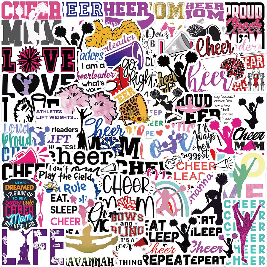 50 Stück Scrapbook Aufkleber mit Cheerleader Englisch Phrasen in Multicolour für Laptops, Handyhüllen und Notebooks - Bild 3