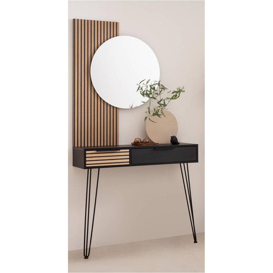 Schildmeyer Konsolentisch Hank modern in Braun-Schwarz mit Akustikpaneel-Dekor, B/H/T: 103,7 x 87,9 x 32 cm - Bild 3