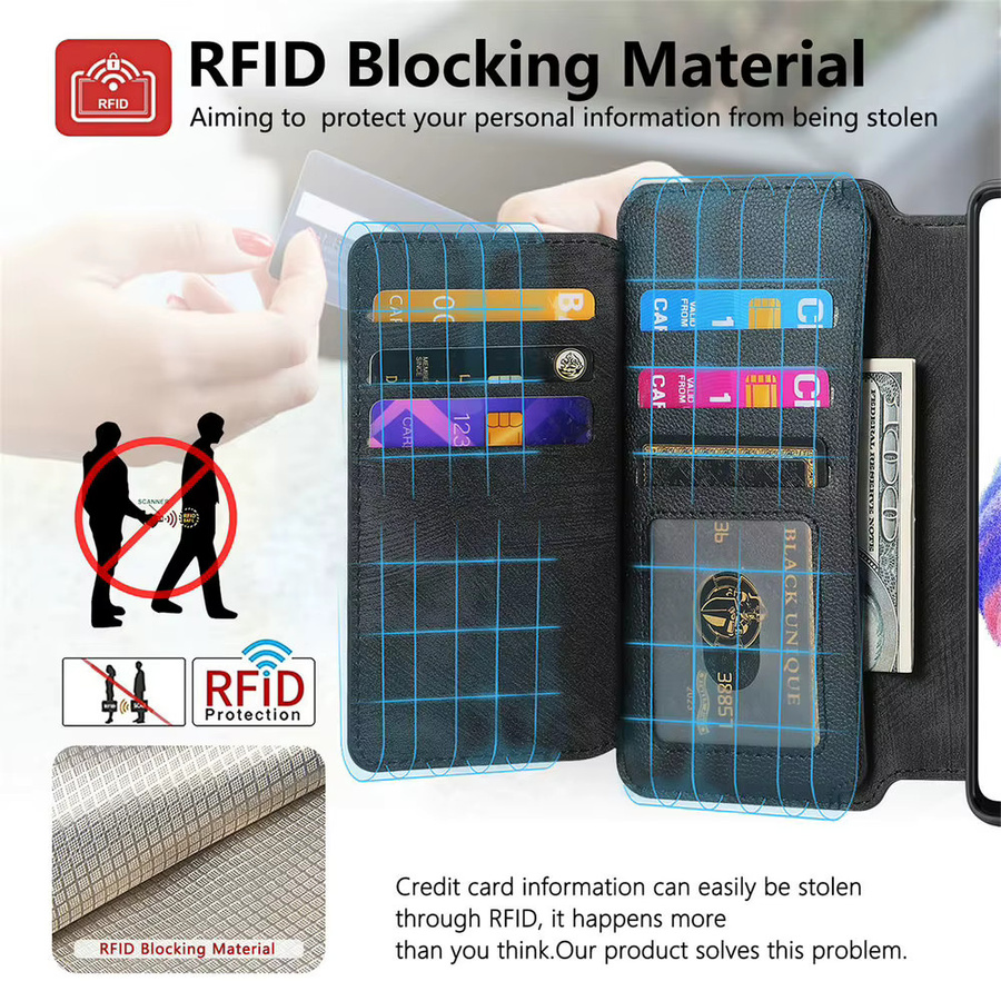 Xiaomi 2-in-1 Lederhülle mit RFID-Schutz und Magnet-Brieftasche für Xiaomi 15 15T Pro 5G in Grün - Bild 5