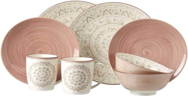 Ritzenhoff & Breker Kombiservice Valencia 8er Set aus Porzellan in Multicolour und Pink mit floralem Design - Bild 1