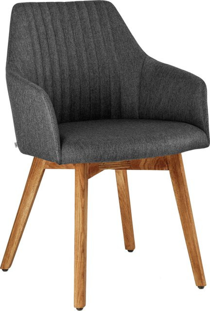 VEGA Armlehnstuhl Arne im 2er Pack, Sitz Anthrazit, Gestell Eiche Natur, B/T/H: 56,5 x 60 x 85,5 cm - Bild 1