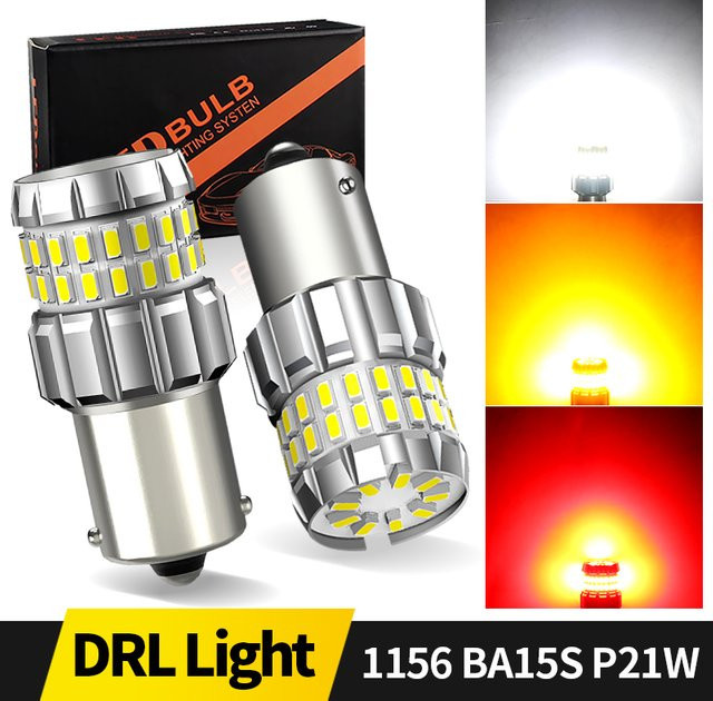 APMATAUTO 2er Set LED Auto Birnen BA15S P21W 1156 Weiß für Bremslicht Rückfahrlicht Tagfahrlicht und Nebelscheinwerfer 12V - Bild 1