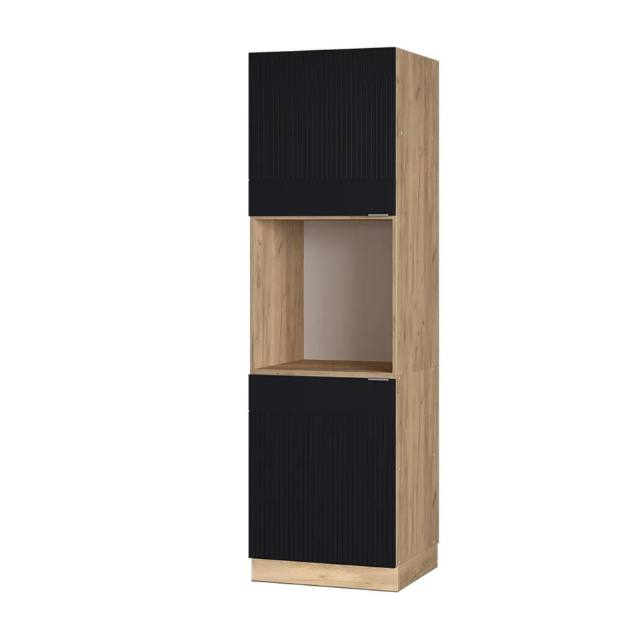 Vicco Vorratsschrank Fame-Line Eiche Schwarz Gestreift mit 2 Türen und Soft-Close-Scharnieren Breite: 60 cm, Höhe: 206 cm, Tiefe: 60 cm - Bild 2