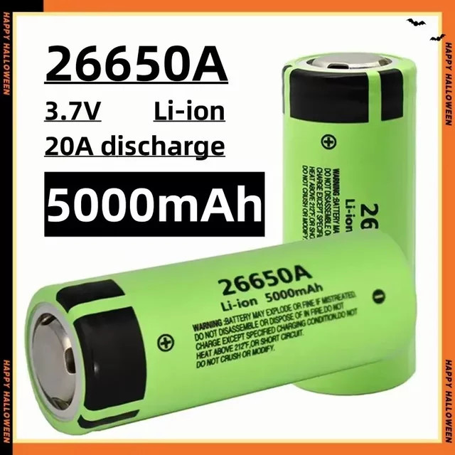 Lithium-Ionen Akku 26650 mit 5000 mAh und 20A Entladung, 3,7 V Hochleistungs-Akku in Grün - Bild 1