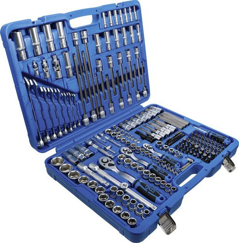 BGS Steckschlüsselsatz Sechskant mit 1/4 Zoll, 3/8 Zoll und 1/2 Zoll Antrieb, 214-teilig, mehrfarbig - Bild 2