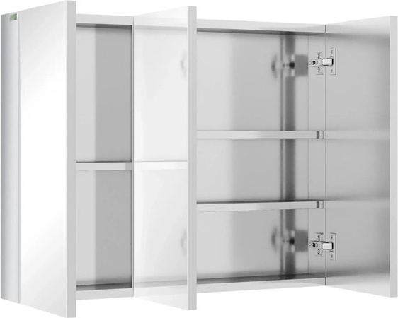 Kleankin Spiegelschrank in Silber mit 3 Glastüren und 5 Ablagen aus Edelstahl, B/H/T: 70 x 55 x 12 cm