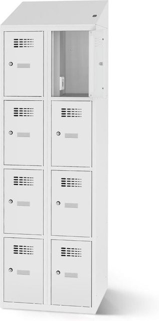 rotstahl Fächerschrank mit 8 Fächern und Ladefunktion in Hellgrau, B: 60 cm, H: 200 cm - Bild 1