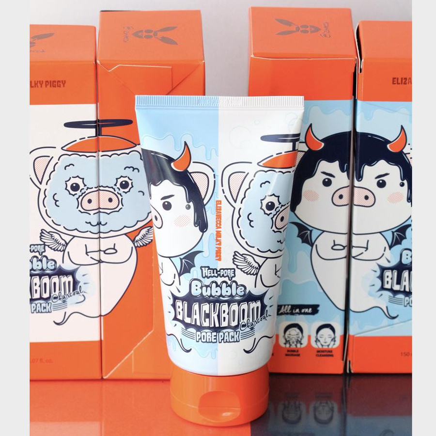 Elizavecca Milky Piggy Hell Pore Bubble Black Boom, Maske mit Holzkohle, 150 ml - Bild 4