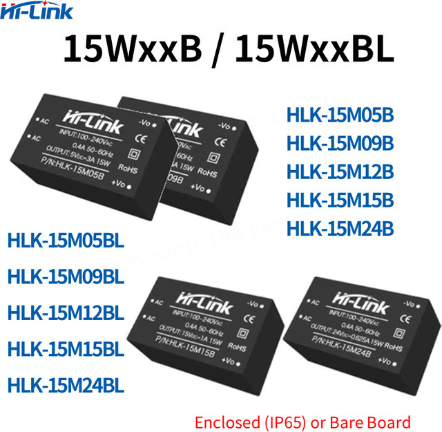 HLK-15MxxB AC-DC-Leistungsmodul von bibikoo, 15W Bare Board, Farbe: Schwarz, Eingang: 85–265 VAC, hoher Wirkungsgrad - Bild 1