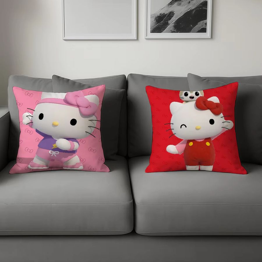 Sanrio K-Kitty Kissenbezug mit süßem Kawaii Cartoon Katzen-Design für Sofa und Wohnzimmer - Bild 4