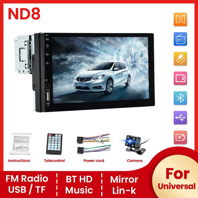 NAVIFANS 1DIN 7-Zoll Auto-Multimedia-MP5-Videoplayer mit Bluetooth und Mirrorlink in Schwarz - Bild 1
