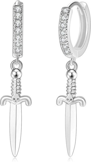 YULIN Creolen Schwert Anhänger, Gold, Kristall, Zirkonia, Unisex - Bild 1
