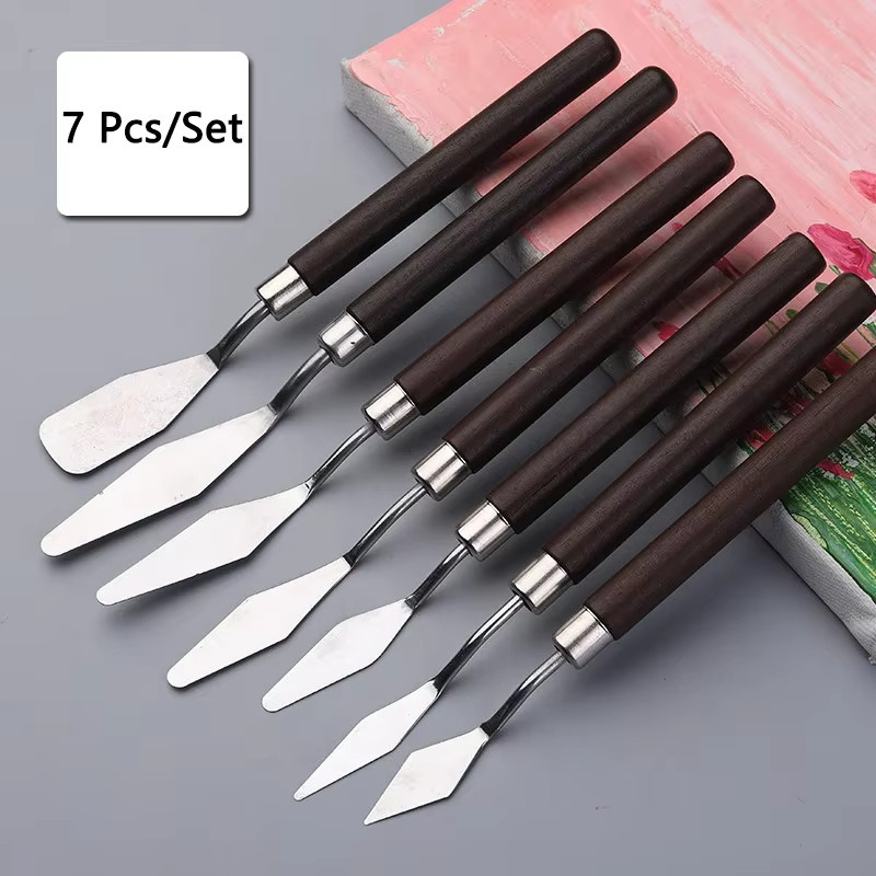 7-teiliges Set Edelstahl Malmesser und Künstler-Spachtel für Ölgemälde und Backzubehör - Bild 6