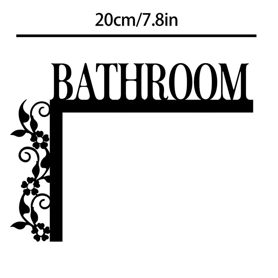 DDPNKL Badezimmer-Türschild aus Schmiedeeisen mit Blumenmuster in Schwarz, Wandmontage - Bild 2