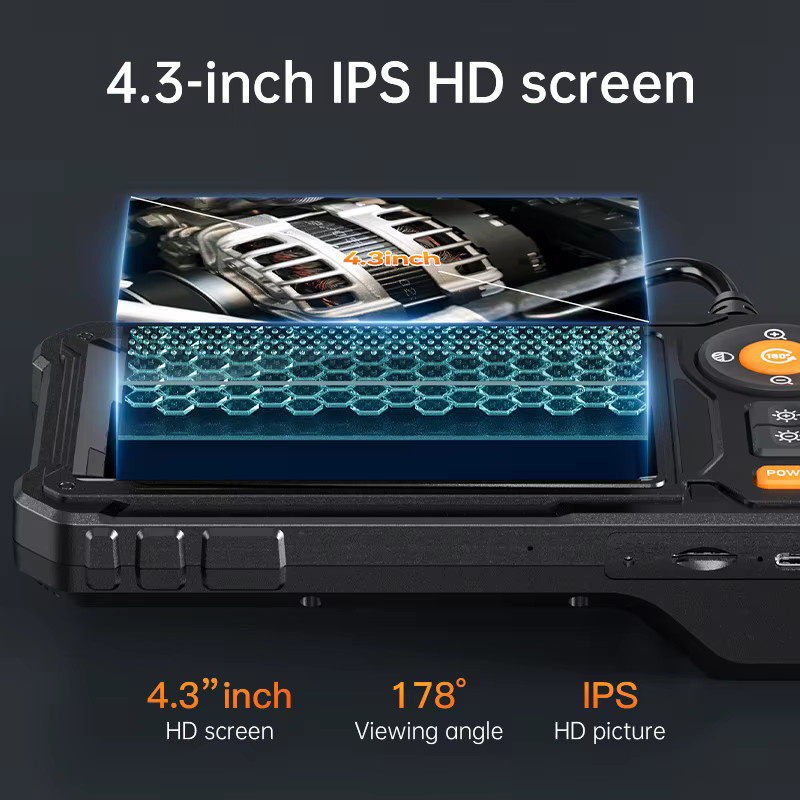 GUANMOU Industrie-Endoskopkamera mit 4,3-Zoll-IPS-Bildschirm, IP67 wasserdicht, halbstarres Kabel für Abflussrohre, Schwarz - Bild 4