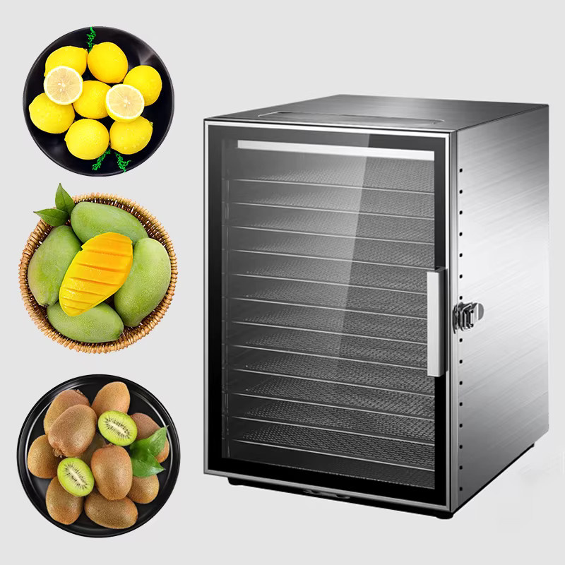 DIVEDEER 12-stufiges Obst-Dörrgerät aus Edelstahl in Silber für Obst, Fleisch und Tierfutter - Bild 6