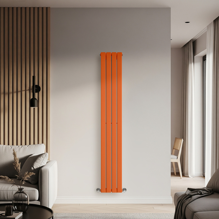 Einlagiger Design-Heizkörper Vertikal von Delta in Sunset Orange, Höhe: 178 cm, Breite: 28 cm - Bild 1