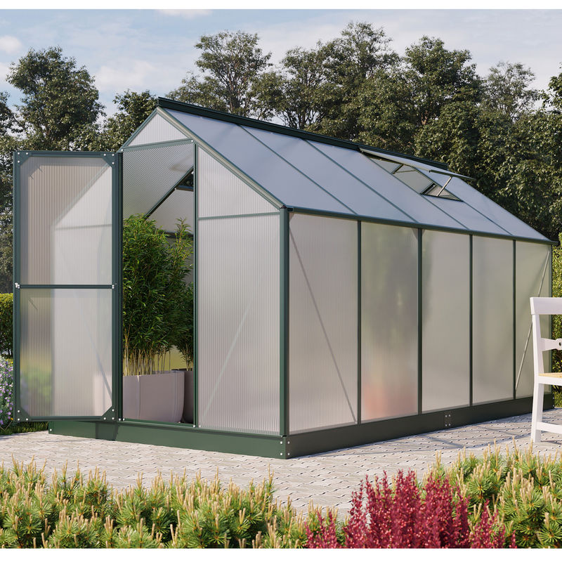 Vitavia Gewächshaus Eos 7500 in Smaragdgrün mit 7,5 m² Fläche, Polycarbonat-Platten und Schwingtür - Bild 4