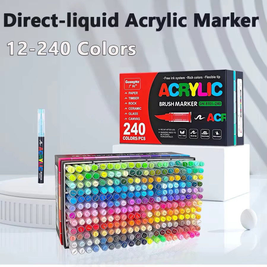 GUANGNA Acryl-Marker Set mit Pinselspitze in Multicolour für Felsmalerei, Keramik und Kunstbedarf - Bild 3