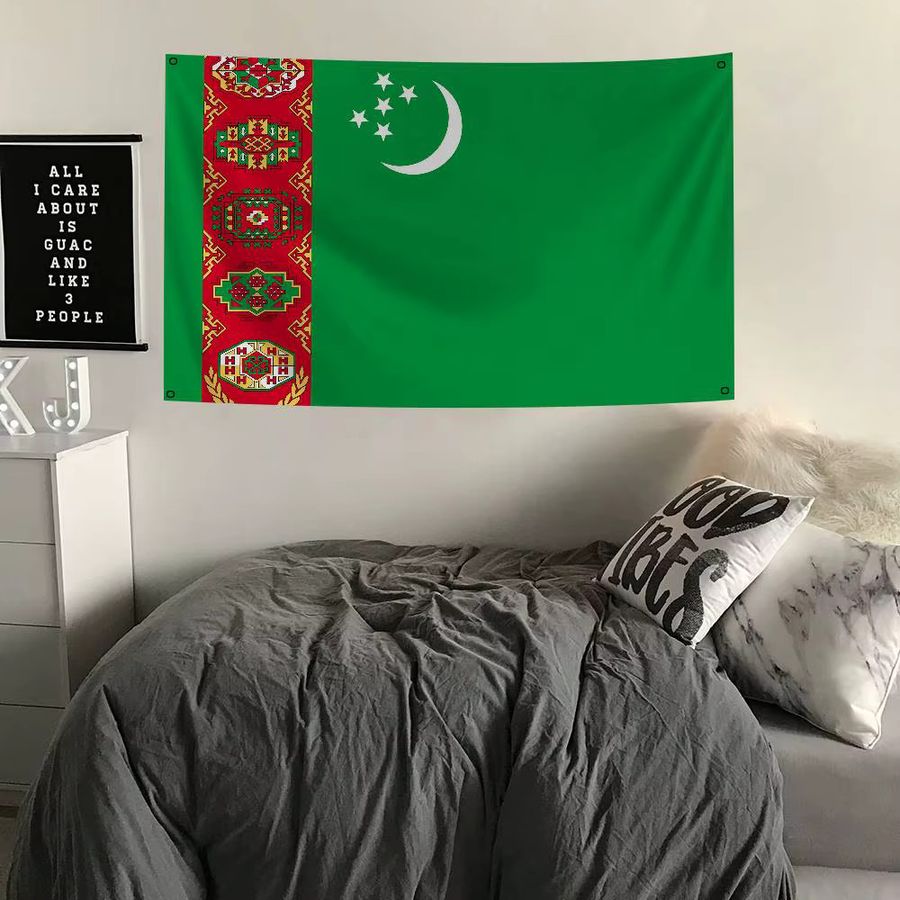 Turkmenistan-Flagge aus Polyester als Banner mit vier Löchern für Outdoor-Dekoration und Raumgestaltung - Bild 3