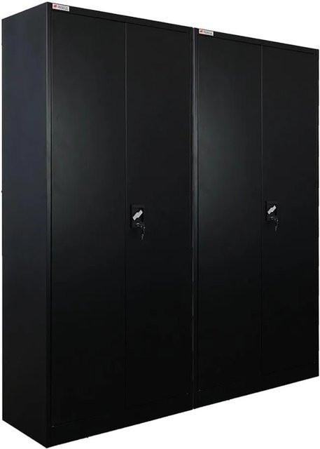 PROREGAL Elephant Flügeltürenschrank aus Stahl mit 2 Türen, Kleiderstange und 6 Fächern, abschließbar, Schwarz, H x B x T: 180 x 80 x 40 cm - Bild 1