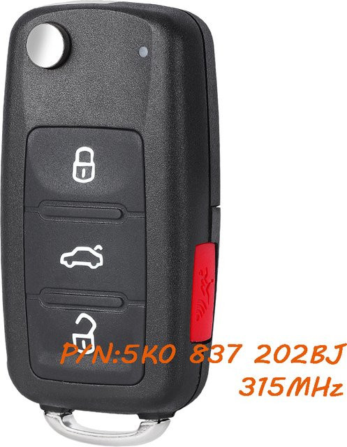 KEYECU Fernbedienung Schlüsselanhänger für VW Volkswagen Jetta Passat 2017 2018, 315 MHz Megamos AES ID88 MQB NBGFS93N, Schwarz - Bild 1