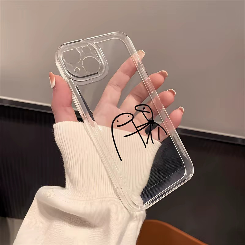 Transparente TPU-Handyhülle mit Cartoon-Line-Art-Muster für iPhone 11 bis iPhone 17 Pro Max Serie - Bild 2
