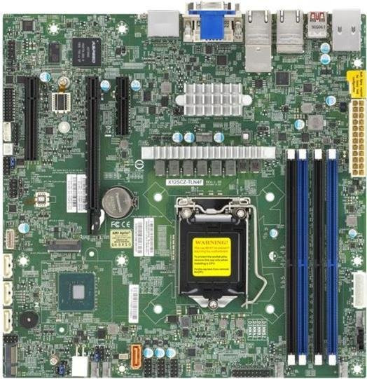 Supermicro X12SCZ-TLN4F Motherboard micro ATX mit LGA1200-Sockel, W480E Chipsatz, USB 3.2 Gen 2, 2 x 10 Gigabit LAN, 2 x Gigabit LAN, Onboard-Grafik und HD Audio - Bild 1