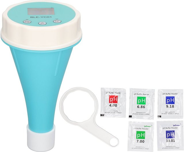 VBESTLIFE 6-in-1 Smart Pool Wasserqualität Tester mit Bluetooth zur Messung von pH-Wert, Temperatur, EC, TDS und ORP in Blau - Bild 1