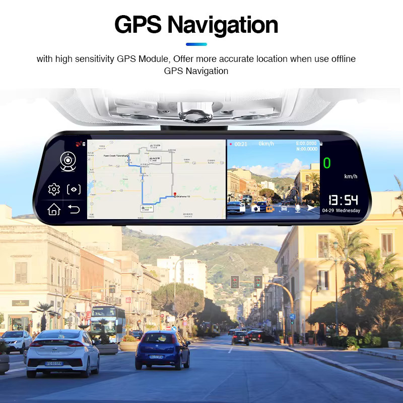 E-ACE Auto Dash Cam mit 10 Zoll Android Display, FHD 1080P Video Recorder, 4G Streaming und ADAS Funktion, Schwarz - Bild 3