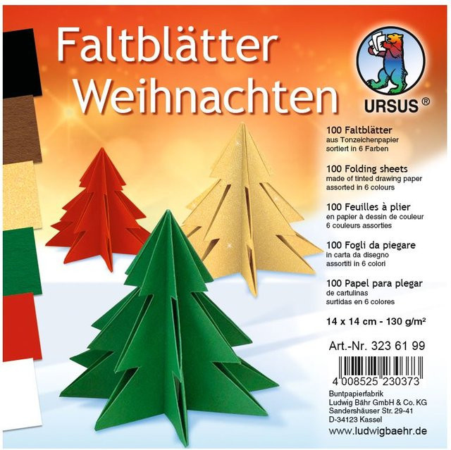 URSUS Faltblätter Weihnachten Multicolor aus Konstruktionspapier - Bild 1