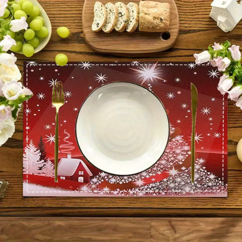 VIKAM Tischset mit Weihnachtsmotiv in Rot, hitzebeständig und verschleißfest, rechteckig - Bild 2