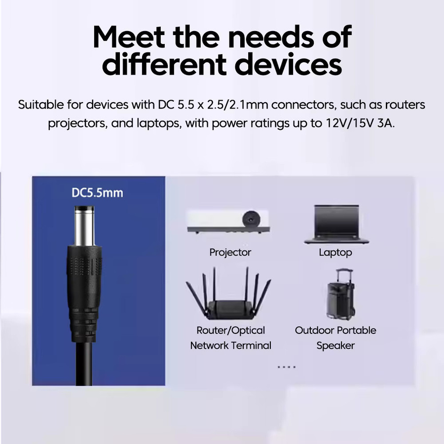 Elough USB-C auf DC 5,5mm Verbindungskabel für Schnellladung, 3A Stromkabel in Schwarz - Bild 4