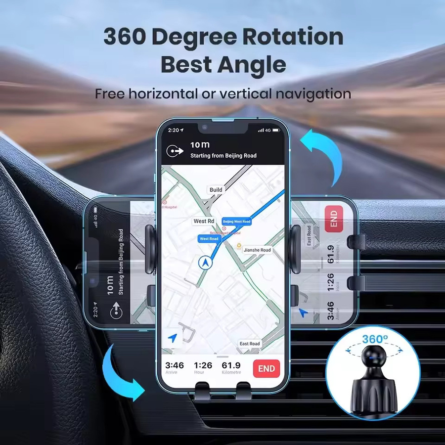 Riangle Handyhalter für das Auto mit Schwerkraftsensor und Luftauslass in Schwarz Frosted - Bild 2