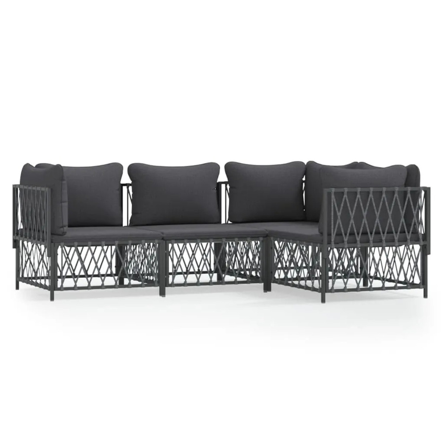 vidaXL 4-tlg Garten-Lounge-Set in Anthrazit mit Kissen aus Textilene und pulverbeschichtetem Stahl - Bild 2