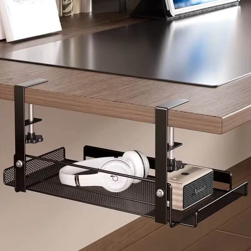 Kabelmanagement-Rack aus Metall in Schwarz zur Aufbewahrung unter dem Schreibtisch ohne Bohren - Bild 3