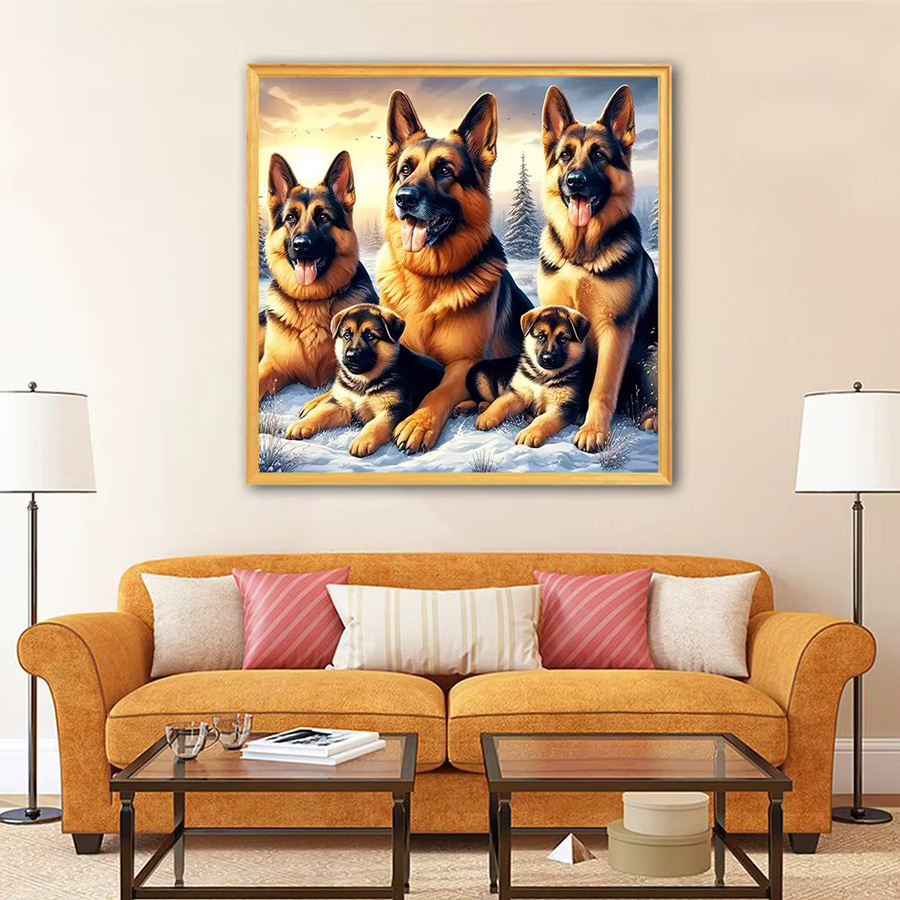 EverShine Diamant-Gemälde Hund im Winter als Diamant-Mosaik Bastelset für Erwachsene, Motiv Cartoon-Schneebaum, Mehrfarbig - Bild 3