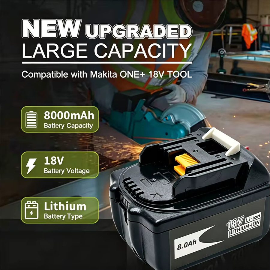 Kabelloser Lithium-Ionen Ersatzakku 18V 8,0Ah für Makita LXT, Farbe Schwarz - Bild 3