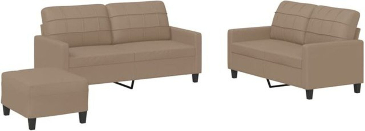 3-tlg. moderne Sofagarnitur mit Kissen von vidaxl in Braun und Beige aus Kunstleder - Bild 1
