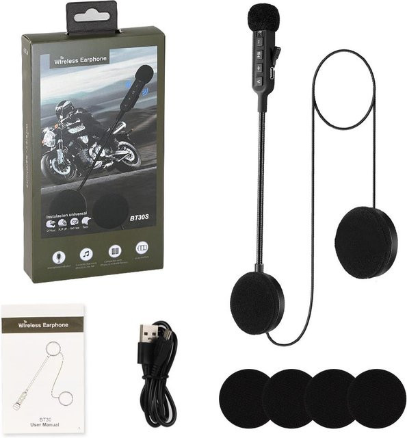 YJMP Auto Parts BT30S Motorradhelm-Headset Bluetooth 5.3 Drahtlose Stereo-Freisprecheinrichtung für Fahrer in Schwarz - Bild 1