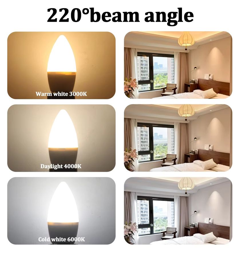 6er Set Gatetop LED-Kerzenlampen E27 E14 B22 mit 3 W bis 7 W in Nature Light 4000K für Kronleuchter und Wandlampen - Bild 2