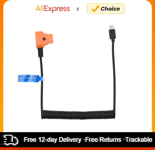 Andoer USB Typ-C auf D-Tap Stromkabel 15V PD3.0 für V-Mount-Akkus, Schwarz - Bild 1